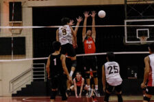 The FD Friars finished the season unbeaten, winning their final game over the home team St. John's Knights in four sets. (photo by Omar Nobuo)