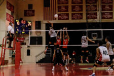 The FD Friars finished the season unbeaten, winning their final game over the home team St. John's Knights in four sets. (photo by Omar Nobuo)