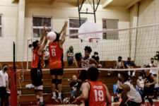 The FD Friars finished the season unbeaten, winning their final game over the home team St. John's Knights in four sets. (photo by Omar Nobuo)