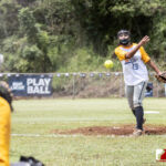 Team Rails Teran Topasna delivers the pitch from the mound in the 3rd Annual APL Womens Fast Pitch League held at the Piti Baseball Field. ( Photo by Bout It Productions )
