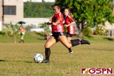 St. John's Knight Annie Jones takes a shot at goal. (Photo by Michael Blas)
