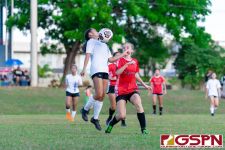 ND Royal Dolores San Gil goes up for a trap. (Photo by Michael Blas)