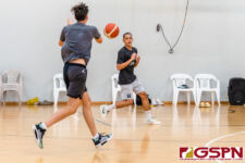 The Bank of Guam Men's Basketball Team run through drills at practice for their game against Chinese Taipei. (Photo by Michael Blas)
