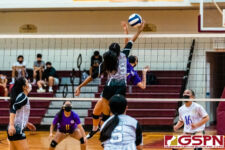 The SSHS Sharks defeated the GW Geckos in four sets, 21-25, 25-22, 25-19, 25-22, on opening night of the ISA Girls Volleyball season. (Photo by Michael Blas)