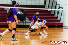The SSHS Sharks defeated the GW Geckos in four sets, 21-25, 25-22, 25-19, 25-22, on opening night of the ISA Girls Volleyball season. (Photo by Michael Blas)