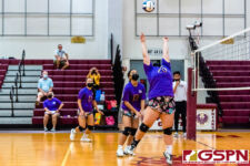 The SSHS Sharks defeated the GW Geckos in four sets, 21-25, 25-22, 25-19, 25-22, on opening night of the ISA Girls Volleyball season. (Photo by Michael Blas)