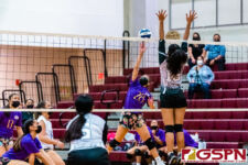 The SSHS Sharks defeated the GW Geckos in four sets, 21-25, 25-22, 25-19, 25-22, on opening night of the ISA Girls Volleyball season. (Photo by Michael Blas)