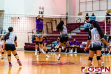 The SSHS Sharks defeated the GW Geckos in four sets, 21-25, 25-22, 25-19, 25-22, on opening night of the ISA Girls Volleyball season. (Photo by Michael Blas)