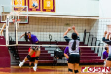 The SSHS Sharks defeated the GW Geckos in four sets, 21-25, 25-22, 25-19, 25-22, on opening night of the ISA Girls Volleyball season. (Photo by Michael Blas)