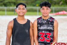 VJ Rosaria and Xander Duenas advances to the next round of the IIAAG Boys Beach Volleyball Tournament. (Photo by Michael Blas)