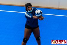 GHS Panther Kiara Strong connects with the ball after an ND serve. (Photo by Michael Blas)