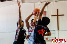 The final day of pool play at the GUARNG GSPN Preseason Boys Basketball Tournament comes to a close as the SPCS Warriors battled the SSHS Sharks. (Photo by Michael Blas)