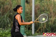 OHS Bulldog Donita Manacmul races across court for a hit on the ball. (Photo by Michael Blas)