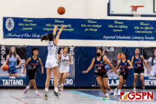 AOLG Cougar Mia Taitano takes a deep shoot from behind the three point line. (Photo by Michael Blas)