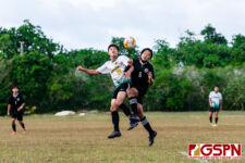 SSHS Shark Dean Quintanilla fights for possesion against an Islander Defender. (Photo by Michael Blas)