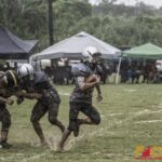 Guam Raiders Henry Cruz hustles downfield after intercepting the ball. (photo by Bout It Productions)