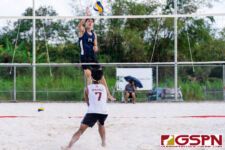 The FD Friars Gold (Aldan Sampson/Ethan Alvarez) faced off against the Guam High Panthers (Jared Aguon/Trey Rosario) for third place in the 2021 IIAAG Boys Beach Volleyball Finals. (Photo by Michael Blas)