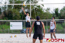 The FD Friars Maroon and FD Friars Gold faced off for first place in the 2021 IIAAG Boys Beach Volleyball Finals. (Photo by Michael Blas)