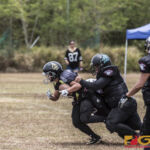 The Sindalu Raiders and SB Saints hit the gridiron in the opening week of the 2019 GWFTL Season. (photo by Bout It Productions)