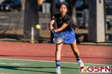 The High School Girls Tennis Doubles finished quarterfinals play late Tuesday afternoon, March 3, 2020, at Tamuning courts. (Photo by Michael Blas)