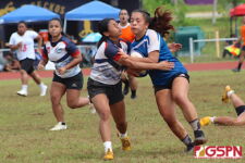 The Okkodo Bulldogs and Academy Cougars started the day of games for the girls varsity division. (photo by Robert Balajadia)