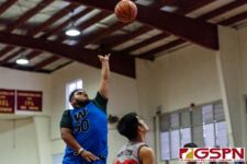 The St. Paul Warriors continue their win streak in the 2020 GSPN Preseason Boys Basketball Tournament as they defeat the Simon Sanchez Sharks 82-52. (Photo by Michael Blas)