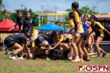 The GW Geckos faced off against the Sanchez Sharks Saturday afternoon at GW Field in the 2020 ISA Girls Rugby League. (Photo by Michael Blas)
