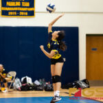 Guam High Panthers Amber Guerrero serves to the Harvest Christian Academy Eagles in the second set of the Game. (Photo by Michael Blas)