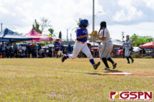 Academy Cougar Giana Sablan outs GW Gecko Sophia Cruz and stays focused on the runner at third. (Photo by Michael Blas)