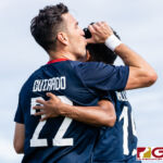 Philippines Angel Guirado celebrates after scoring the first goal of the game. (Photo by Michael Blas)