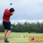 St. Johns Knight's Masaki Ujiie hits a flush shot at the tee box of the last hole.(Photo by Michael Blas)