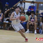 Josiah Quintanilla gains control after receiving the half court pass on a fast break during the Warriors big 2nd Quarter. (photo by Robert Balajadia)