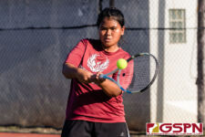 The High School Girls Tennis Doubles finished quarterfinals play late Tuesday afternoon, March 3, 2020, at Tamuning courts. (Photo by Michael Blas)