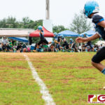 The Angels kick off to the Outlaws after scoring the first touchdown of the game. (Photo by Michael Blas)
