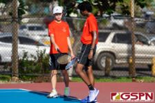The St. John's Knights and FD Friars tied for the IIAAG Tennis Championships on Thursday afternoon at Tamuning Courts. (Photo by Michael Blas)