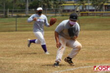 Gecko first basemen Hannah Cruz scoops up a ground ball for an easy out in the 5th inning. (photo by Robert Balajadia)