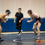 Father Duenas Friars Thomas Poole pins Guam High Panthers Wyatt Roberts in the 170 pound division of the 2018 IIAAG high school boys wrestling match. (Photo by Michael Blas)