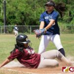 Islanders Pilar George slides onto home plate in the 2nd inning of the APL Women's Fast Pitch game against ADZtech. (Photo by Michael Blas)