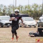 The Sindalu Raiders and SB Saints hit the gridiron in the opening week of the 2019 GWFTL Season. (photo by Bout It Productions)