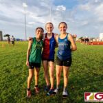 Freshmen sensations Trixia Nierva, left, Jordan Baden, center, and Hannah Zura, right, finished top three in the IIAAG Cross Country All-Island Championship. (Photo by Michael Blas)