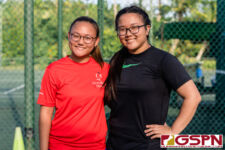 Harvest Eagles Aprile Kim and Rachel Seo finished in second place in the Girls Doubles A finals. (Photo by Michael Blas)