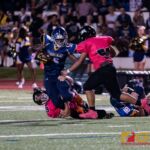 Guam High Panthers Jeylyn Dowdell gets closed in on by the Southern High Dolphins defense. (Photo by Michael Blas)