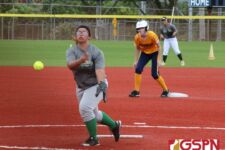Islander pitcher Lani Blaz lets a pitch go in the bottom of the 3rd inning. (photo by Robert Balajadia)