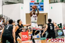 Guam's Earnest Ross fires from deep early in the first quarter. New Zealand defeated Guam 113-94 in the FIBA Asia Cup 2021 Qualifiers match. (Photo by Michael Blas)
