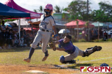GW Gecko Rocki-Jae Mesa reaches for a tag on Academy Cougar Franchesca Sablan. (Photo by Michael Blas)