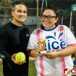 General Manager of APL Charlie Hermosa presents the Pitcher of The Year Award to Team Juices Tiffany Miner Quintanilla. (Photo by Michael Blas)