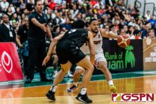 Guam's Joe Blas dribbles the ball as New Zealand's Shea Ili marks up. New Zealand defeated Guam 113-94 in the FIBA Asia Cup 2021 Qualifiers match. (Photo by Michael Blas)
