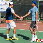 Mason Caldwell and Jack Son faced off against Camden Camacho and Jake Delaney in a 2019 ITF World Tennis Tour Doubles match held at Hilton Guam Resort and Spa Tennis Courts. (Photo by Michael Blas)
