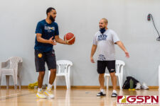 The Bank of Guam Men's Basketball Team run through drills at practice for their game against Chinese Taipei. (Photo by Michael Blas)