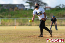 Tiyan Titan Kaila Fejeran releases a pitch during the second inning of the game. (Photo by Michael Blas)